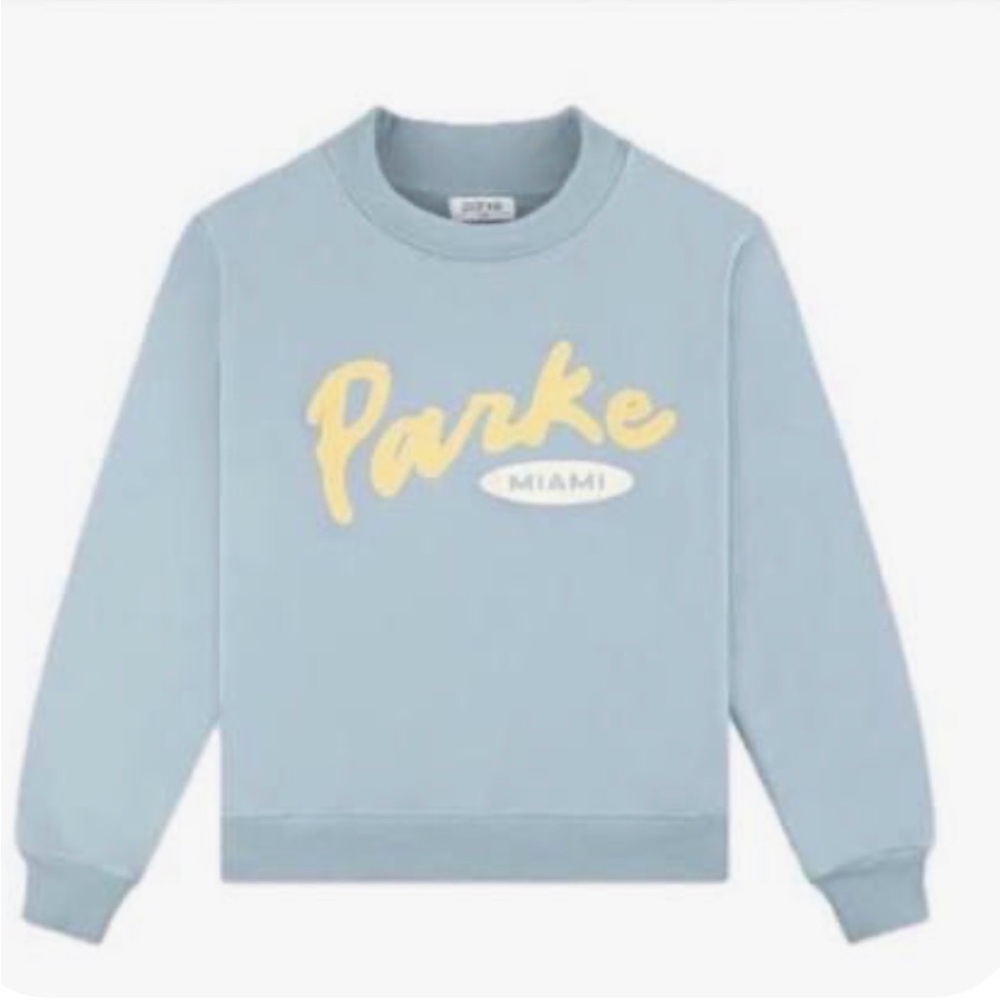 Parke Miami Mock neck Blue Sweatshirt with Yellow Logo